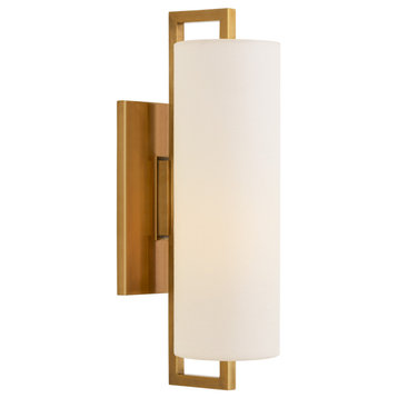 Bowen Medium Sconce in Hand-Rubbed Antique Brass with Linen Shade