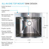 24"x22"x35" Steel Laundry Sink, Brushed Stainless