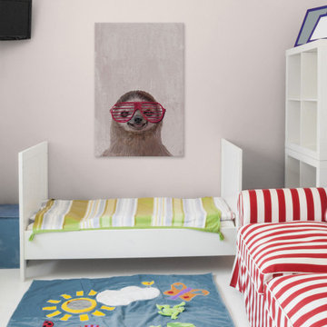 "Retro Sloth" Painting Print on Wrapped Canvas