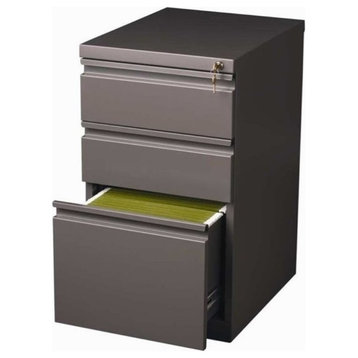 Bowery Hill 20" 3-Drawer Modern Metal Mobile Pedestal File Cabinet in Espresso
