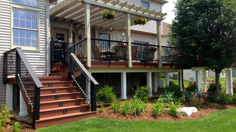 Composite Deck with Vinyl Pergola & Outdoor Fireplace in Bolingbrook, IL