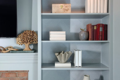 Living Room Bookcases with textured backing
