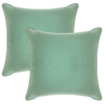 A1HC Soft Velvet Pillow Covers, YKK Zipper, Set of 2, Como Green, 22"x22"