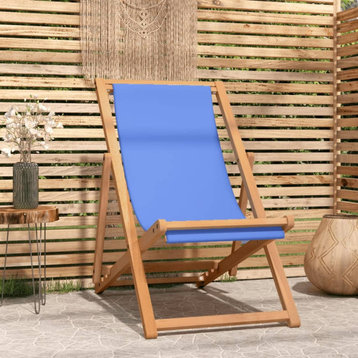 Vidaxl Deck Chair Teak 22.1"x41.3"x37.8" Blue