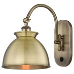 Innovations Lighting - Ballston Adirondack 1-Light 8" Sconce-Arm Swivels Side To Side, Antique Brass - A truly dynamic fixture, the Ballston fits seamlessly amidst most decor styles. Its sleek design and vast offering of finishes and shade options makes the Ballston an easy choice for all homes.