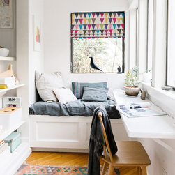 Quick Fix Washable Roman Window Shades Flat Fold , Multi Colored Triangles - Roman Shades