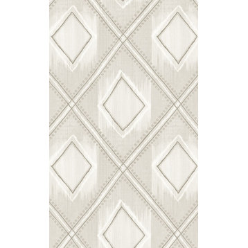 Geometric Diamond Printed Wallpaper, Eggshell, Double Roll