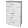 100% Solid Wood Metro 5-Drawer Chest, White
