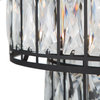 LNC 4-Light 2-Tiers Matte Black Modern Drum Crystal Chandelier for Living Room