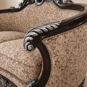Custom Solid Teak Wood Rococo Sofa | Hand-Carved Luxury European Living Room