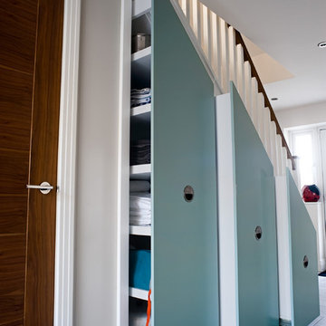 Contemporary under stairs storage solutions