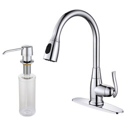 Transitional Kitchen Faucets Premier 2-Function Pull-Down 1-Handle 1-Hole Kitchen Faucet CH w Soap Dispenser