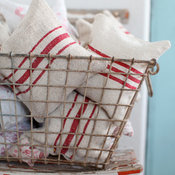Red Stripe Grain Sack Lavender Pillows