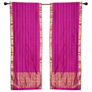 2 Boho Purple Indian Sari Curtains Rod Pocket Window Panels Drapes Mediterranean Curtains By Indian Selections Houzz