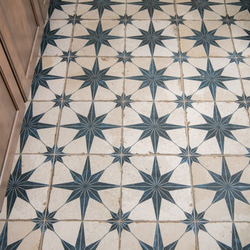 Ceramic floor tiles in a star shaped pattern