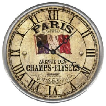 Paris Flag Framed Wall Clock, 30" Round