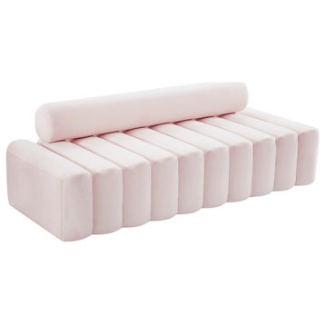 Pemberly Row Modern / Contemporary Upholstered Pink Velvet Sofa