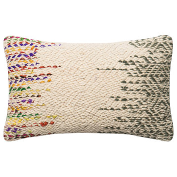 Loloi Woven Wool & Cotton Multi-Colored Throw Pillow, 13"x21", Down/Feather