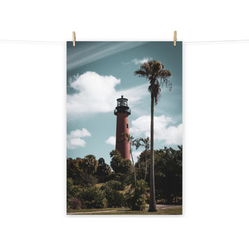 Jupiter Lighthouse Colorized Coastal Landscape Photo Unframed Wall Art Print, 16" X 20"