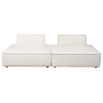 Cara 2-Piece Square Modular Lounger in Ivory Boucle Fabric by Diamond Sofa