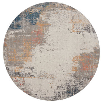 Nourison Rustic Textures 7'10" Round Grey/Blue Modern Indoor Area Rug