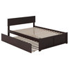 Full Platform Bed, Flat Panel Foot Board & Full Size Urban Trundle Bed, Espresso