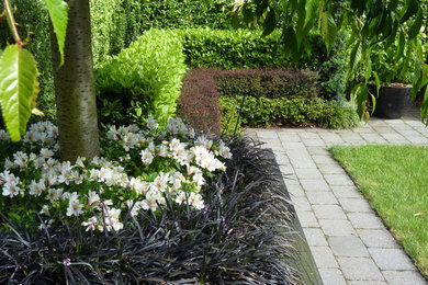 Inspiration for a mid-sized contemporary courtyard partial sun formal garden in Wellington with concrete pavers.