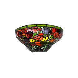 It's Exciting Lighting - Stained Glass Half Moon Battery Powered Sconce With Roses - Wall Sconces