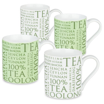 100% Tea Mugs, Assorted, Set of 4