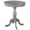 Lamp Table Dayton Weathered Gray Distressed Solid Wood Round  1