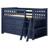 Chelsea Twin Low Loft Bed with Storage, Blue