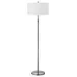 COMPLEMENTS LIGHTING - Basilare 57" Brushed Steel Floor Lamp - This is a UL approved contemporary 2-light floor lamp that features a beautiful brushed steel finish. It is constructed from polished, plated and lacquered steel. This modern lamp brings a 21st century appeal to your room! (2) 75W max bulbs. Not included.