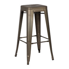 Poly and Bark - Trattoria Bar Stool, Black, Set of 4, Bronze - Bar Stools and Counter Stools