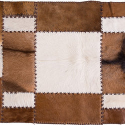 Unique Handmade Cowhide Patchwork Hallway & Stair Runner, Brown White, 6'8"x2'7" - Hall And Stair Runners