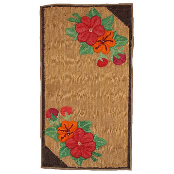 Handmade antique American hooked rug 2' x 3' ( 61cm x 91cm ) 1920s