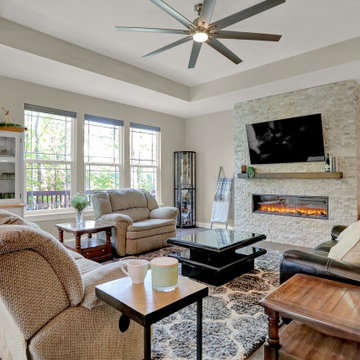 Electric Fireplace, Custom Veneer & Mantle Installation