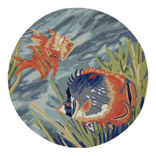 Ravella Tropical Fish Indoor/Outdoor Rug, 5' Round - Beach Style ...