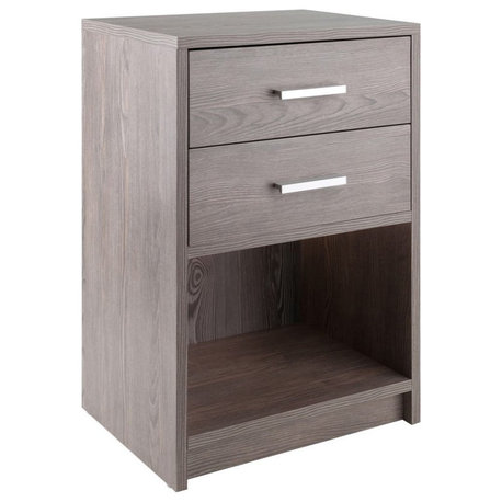 Winsome Molina 2-Drawer Transitional Wood End Table in Ash Gray