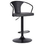 Armen Living - Nalgene Adjustable Barstool, Black Powder Coated With Gray Faux Leather - The Armen Living Nalgene contemporary adjustable barstool is a medium back stool that features an attractive, yet adaptable aesthetic frame design. A wonderful choice for both the kitchen and the home bar setting, the Nalgene comes with a 360 degree swivel seat and adjustable height mechanism, allowing you to transform the stool from a 26 inch counter to a 30 inch bar height with ease. The Nalgene's Black Powder Coated finish steel frame assures an unmatched degree of durability while complimenting the unique Black Brushed Wood reinforced seat design. Padded with foam, the Nalgene's Faux Leather upholstered seat offers exceptional support that is further enhanced by the stool's added footrest. The Nalgene's sleek column frame is beautiful and in keeping with contemporary design sentiments. An excellent choice for any modern home, the Nalgene is sold with your choice of a Black or Grey Faux Leather upholstered seat.