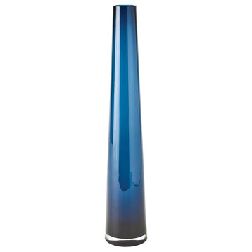 Glass Tower Vase, Blue, Small