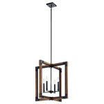 Kichler - Kichler Marimount 4 Light Pendant in Auburn Stained - Warm and welcoming tones give the Marimount 4 light pendant a vintage feel. The wood-look structure offers weathered style in a rich Auburn finish, framed in Black metal. Clear glass shades assure the light shines through.