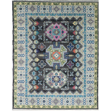 EORC Charcoal/Silver Hand Knotted Wool Kazak Collection Rug 8' x 10'