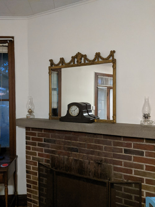 Hanging heavy mirror over fireplace with no studs