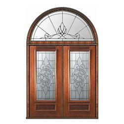 Prehung Transom Double Door 80 Mahogany Brazos 3/4 Lite Glass - Front Doors