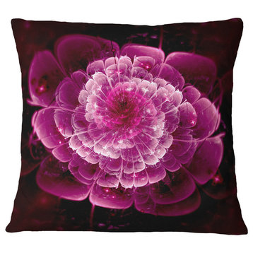 Fractal Flower Dark Pink Floral Throw Pillow, 18"x18"