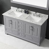 60" Double Sink Bathroom Vanity With Carrara Marble Top