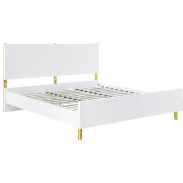 ACME Gaines Queen Bed in White High Gloss Finish