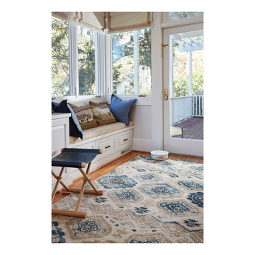 Bethel-Diamond Rectangle Machine Woven Rugs, Taupe Blue