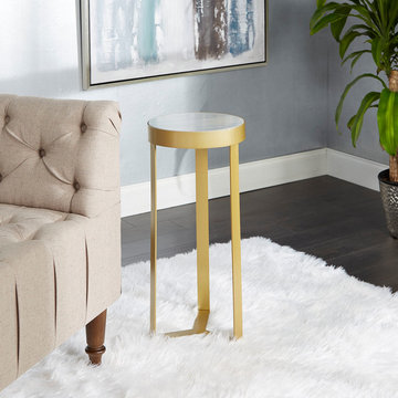 Stella Faux Marble Round Accent Table, Gold