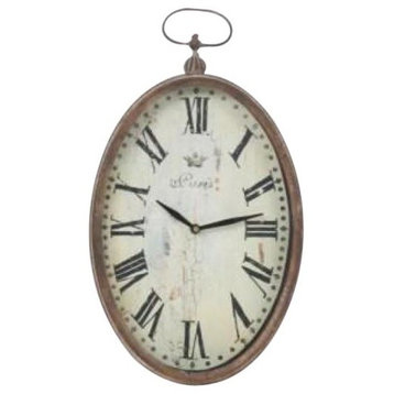 Wall Clock PARIS Oval Beige Iron